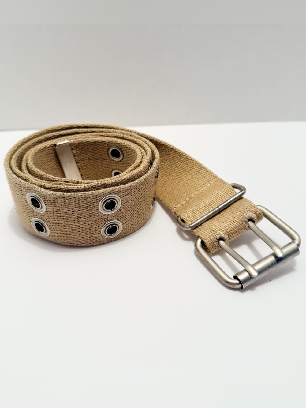 Canvas Double-Prong Belt - Beige